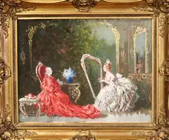 Raffaele Zeloni, Music Hour with the Cardinal, Oil on canvas board