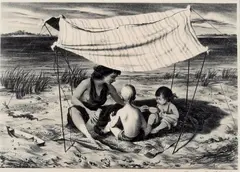 Seaside Nomads by Lawrence Beall Smith, circa 1946, This etching is likely from an edition of 250 issued by Associated American Artists, sold Mar 2025