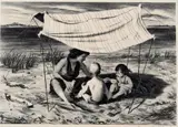 Lawrence Beall Smith, Seaside Nomads, circa 1946, This etching is likely from an edition of 250 issued by Associated American Artists