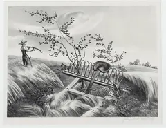 John de Martelly, Farmer Brown Had a New Scythe, circa 1938, Pencil signed lower margin