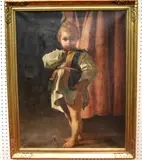 M. A. de Salvin, Portrait of a young Boy, standing, full-length, in a white shirt, 1928, (for restoration), Oil on canvas; signed, inscribed and dated 'M