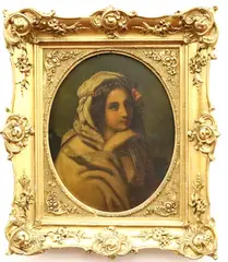 Continental School, Lady's Portrait, Oil on board (metal board)