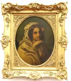 Lady's Portrait by Continental School, Oil on board (metal board), sold Mar 2025