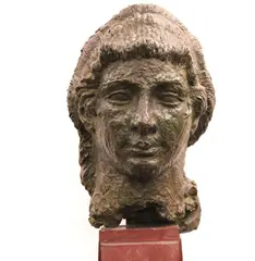 Philippe Wolfers, Head of a Hellenistic Ruler, Philippe passed away in 1929 leaving behind a collection of beautifully realised Art Nouveau jewels amongst a larger oeuvre that included silverware, vases and sculpture. - Height (approx) including base: 25.5 inches; Bronze (approx): 14 inches