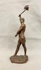 Georges-Charles Coudray, Bronze Warrior With Axe, Patinated bronze statue