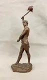 Georges-Charles Coudray, Bronze Warrior With Axe, Patinated bronze statue