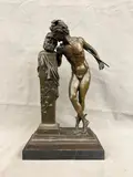Hippolyte Moulin, Secret d'en haut, Patinated grand tour bronze statue