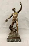 Henry Fugère, Triomphe du Genie, Presented on a marble base. - Height: 16.5 inches