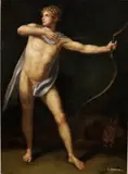Achilles Practicing with a Bow and Arrow by Continental School, Oil on canvas, sold Mar 2025