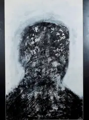 Wayson R. Jones, Exploded, 2015, Powdered graphite, acrylic medium, acrylic metal leaf on paper