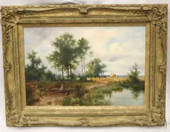 Joseph Paulman, Young Girl in a Landscape, Oil on canvas