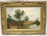 Joseph Paulman, Young Girl in a Landscape, Oil on canvas