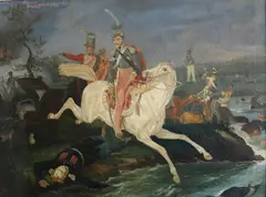 Polish School, Death of Prince Józef Poniatowski during the Battle of Leipzig in 1813, Oil on canvas
