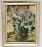 Jessi M. Ashford, Lilacs in a Window, Oil on canvas