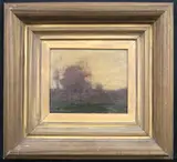 Hudson's Hazy Landscape Scene by American School, Oil on board painting, sold May 2025