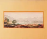English School, View of the Lake and its Castle, Watercolor on paper