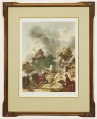 L'Amant Couronne (The Lover Crowned) by Jean-Honoré Fragonard, circa 1949, Hand-colored engraving by Arthur Hogg (English, 1872-1949), offered May 2025