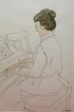 Margaret Graham Kranking, Etude (Study), 1979, Ink and watercolor wash on paper