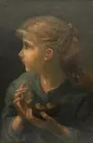 American School, Girl Holding Chicks, Oil on canvas