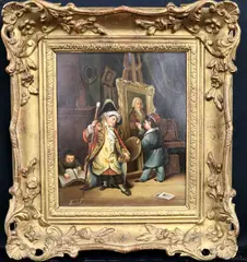 Dutch School, The Young Artist, Oil on board (metal plate) painting