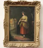 Young Woman in a Rural Setting by English School, Oil on canvas painting, sold May 2025