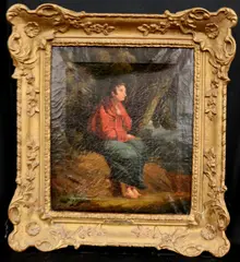 Edward Bird, Barefoot Man Wrapped in Red and Blue Cloaks, (For restoration), Oil on canvas