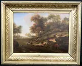 Italian School, Travelers on a Wooded Path in a Mountainous Landscape, Oil on canvas
