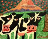 R. D. Bissett, The Cows Know All, 2021, Acrylic on canvas
