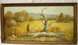 Man Hunting Pheasant with a Dog by American School, Oil on canvas, offered Jun 2025
