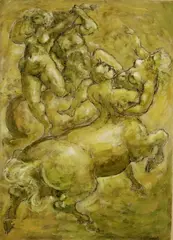 Charles Burdick, Centaurs, Mixed media on paper
