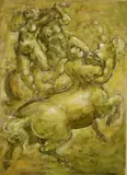 Charles Burdick, Centaurs, Mixed media on paper