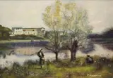Jessie M. Asfort, Ville d'Avray, Oil painting after the composition by French artist Jean-Baptiste-Camille Corot, created circa 1865
