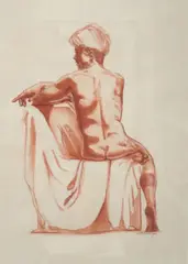 Pamela McDonough, Michael # 1, [LGBTQ+ INTEREST], Sanguine pencil drawing on paper