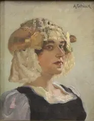 Anton Schuck, Portrait of a young woman, Oil on canvas