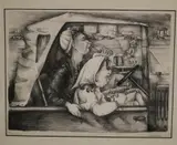 American School, Drive Inn, Pencil titled and signed ("H