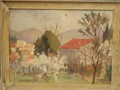 Italian School, Paesaggio Primaverile, 1955, (For restoration), Oil on board