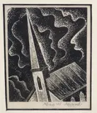 American School, Church Tower, Woodcut on paper