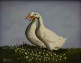 Ducks! by American School, Oil on canvas, sold Jun 2025