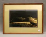 American School, Golden Nude, Mixed media on metallic paper