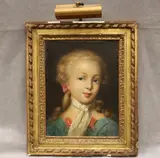 French School, Bust of a Young Girl, (artwork and picture frame for restoration), Oil on canvas