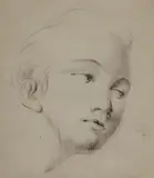 French School, The Young Lady, Charcoal on paper