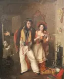 Continental School, The Pearl Necklace, Oil on canvas laid down to a board