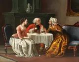 French School, Spilling the Tea, Oil on canvas