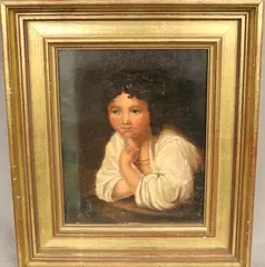 Continental School, Portrait of a Young Girl, (for restoration), Oil on canvas