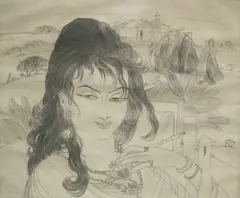 Abdur Rahman Chugtai, Sunder, circa 1969, Pencil titled and signed at base