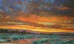 Joseph Breza, Colorful Sunset, Oil on canvas painting likely