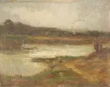 American School, View to the City from the River, Oil on canvas