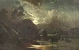 Clarence Roe, Nocturnal Scene, Oil on Canvas