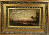 American School, Upstate New York Late Afternoon Landscape, Oil on board