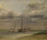 Continental School, At Anchor, Oil on board